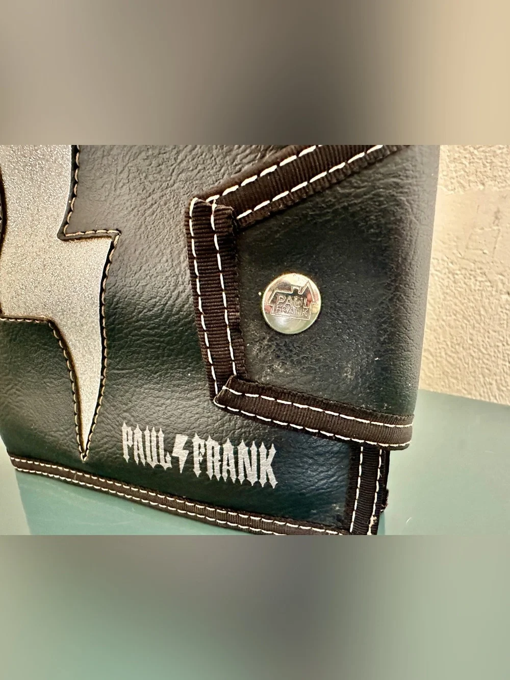 VTG Y2K Paul Frank Lightning Bolt CD Holder Wallet Glitter Vinyl Case 2000s READ